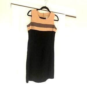 Vintage USA S. L. Fashions 10P short dress classic style tan and black Like New
